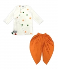 Tricolor Pom pom dhoti Kurta Set